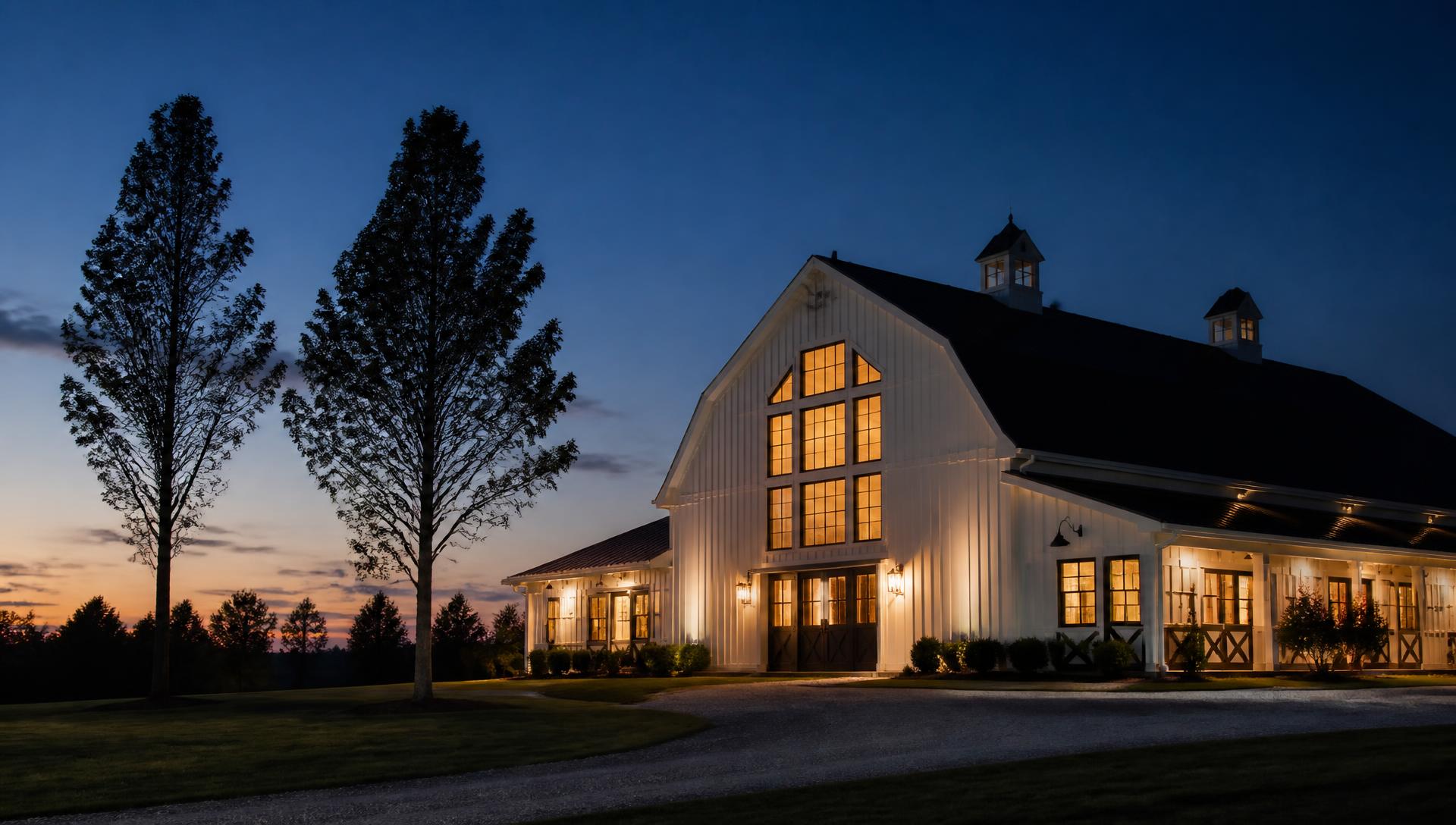 Deer Creek barn at twilight